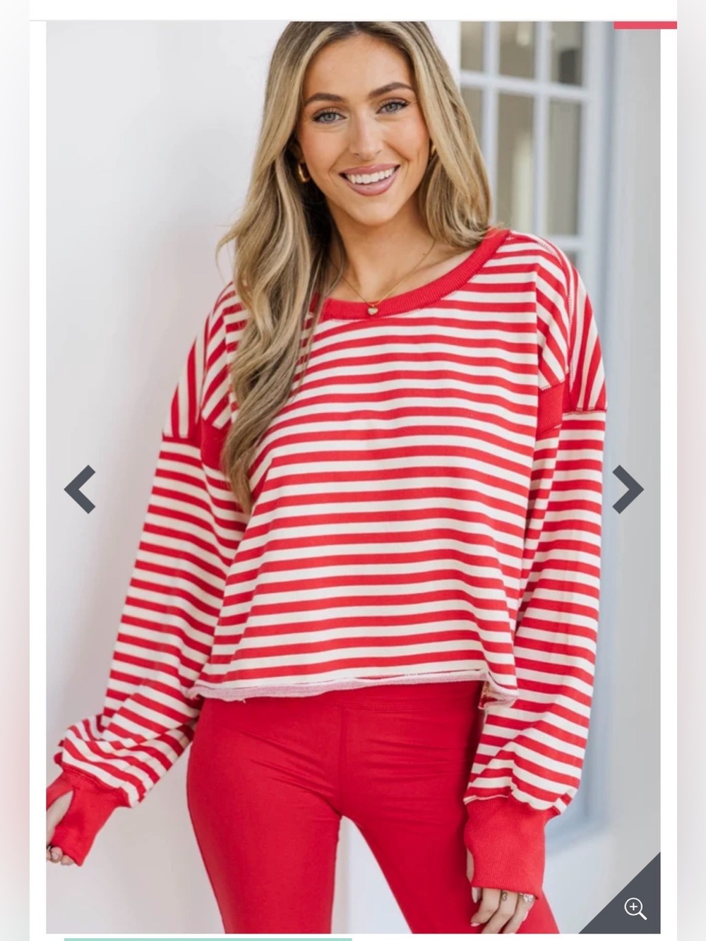 Rae Mode Disney Striped Red & White Women's Long Sleeve Top Cross Back Small